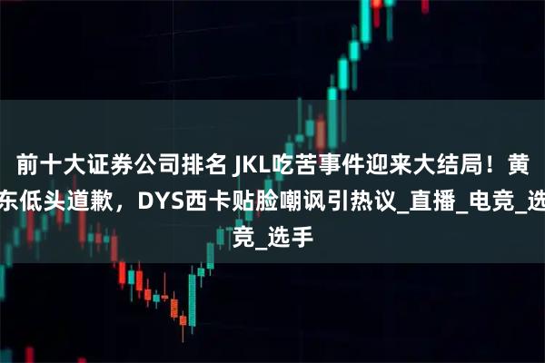 前十大证券公司排名 JKL吃苦事件迎来大结局！黄旭东低头道歉，DYS西卡贴脸嘲讽引热议_直播_电竞_选手